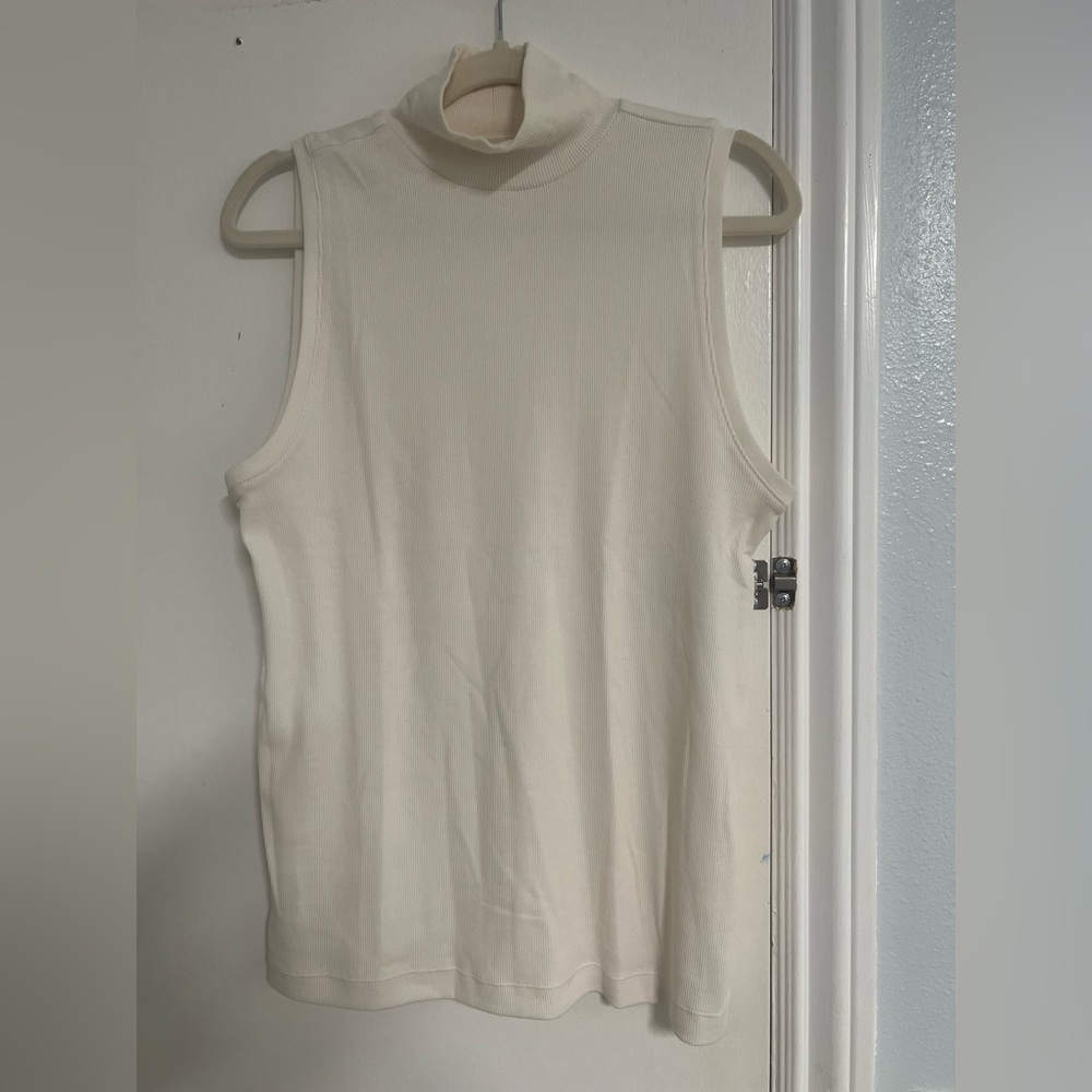 LOFT Cream Ribbed Tank Top